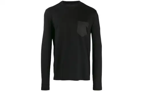 PRADA Sweaters Men's Black Crew Neck Moderate A Line