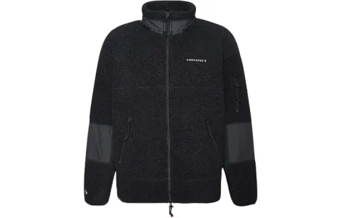 Converse Jackets Men's Black Stand Collar Moderate Straight Fit