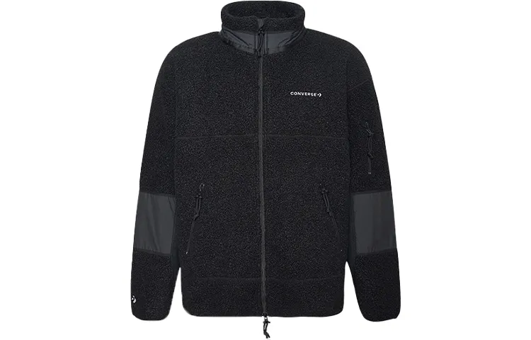 Converse Jackets Men's Black Stand Collar Moderate Straight Fit