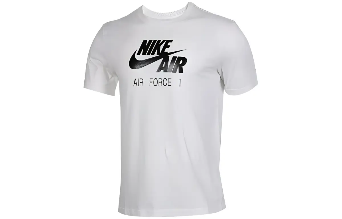 Nike T-Shirts Men's White Crew Neck Moderate Straight Fit