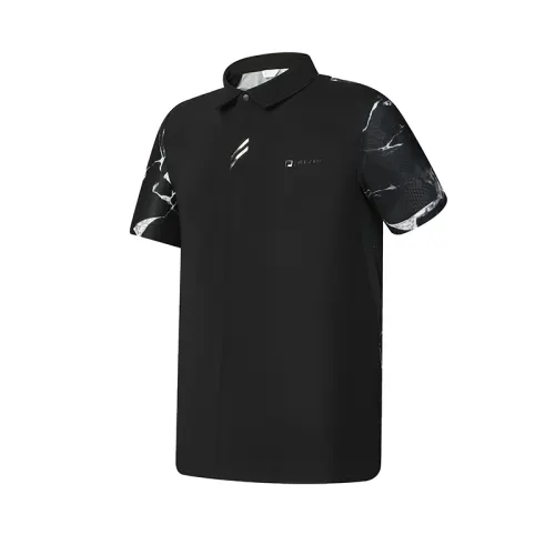 FILA Polo Shirts Men's Pitch Black Polo Collar Moderate Straight Fit