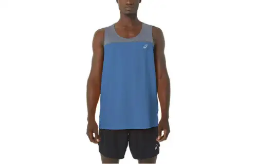 ASICS Tank Tops Men's Cerulean Crew Neck Moderate Straight Fit