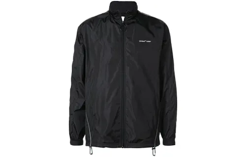 OFF WHITE Jackets Men's Black Stand Collar Moderate Other