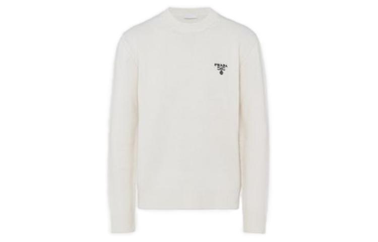 PRADA Sweaters Men's White Crew Neck Moderate Other