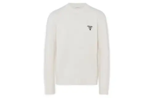 PRADA Sweaters Men's White Crew Neck Moderate Other