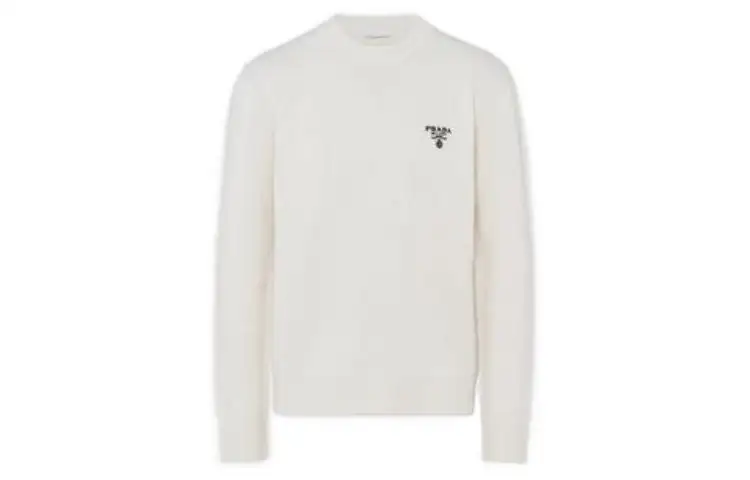 PRADA Sweaters Men's White Crew Neck Moderate Other