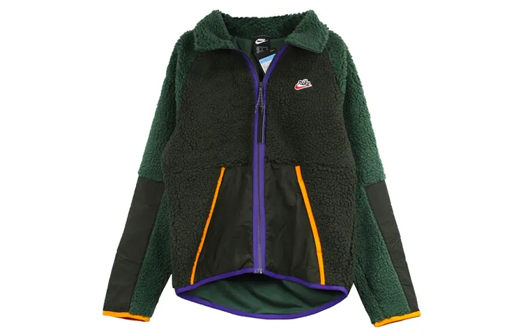 Nike Jackets Unisex Green Stand Collar Moderate Straight Fit