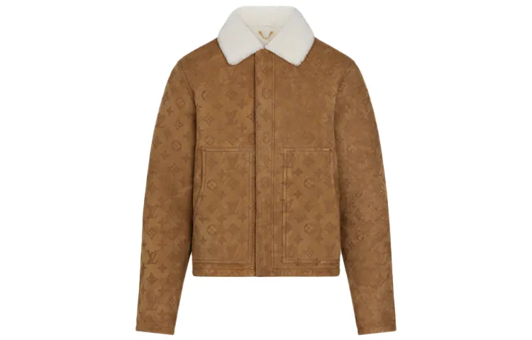 LOUIS VUITTON Leather Jacket Men's Brown