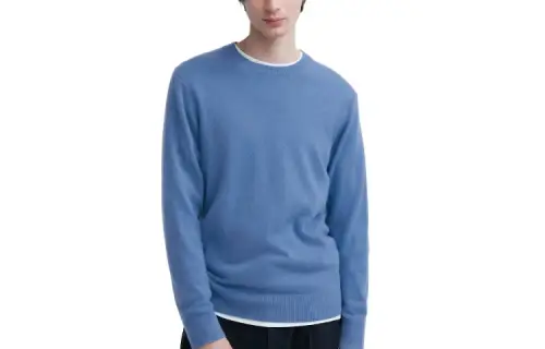 UNIQLO Knitwear Men's 62 Pink Blue Crew Neck Moderate Other
