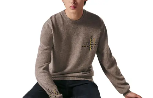 HERMES Knitwear Men's Tan Crew Neck Moderate Other