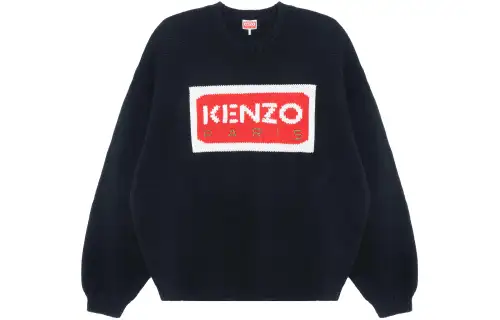 KENZO Logo Intarsia Knitted Crewneck Jumper