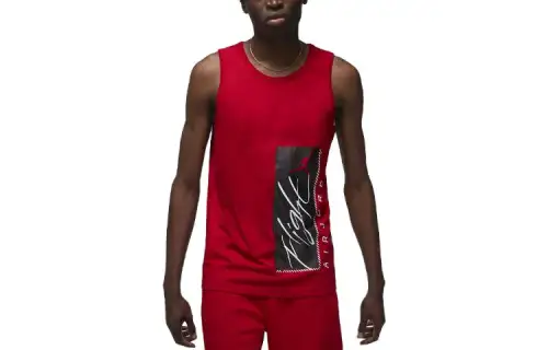 Jordan Tank Tops Men's Red Crew Neck Moderate Straight Fit