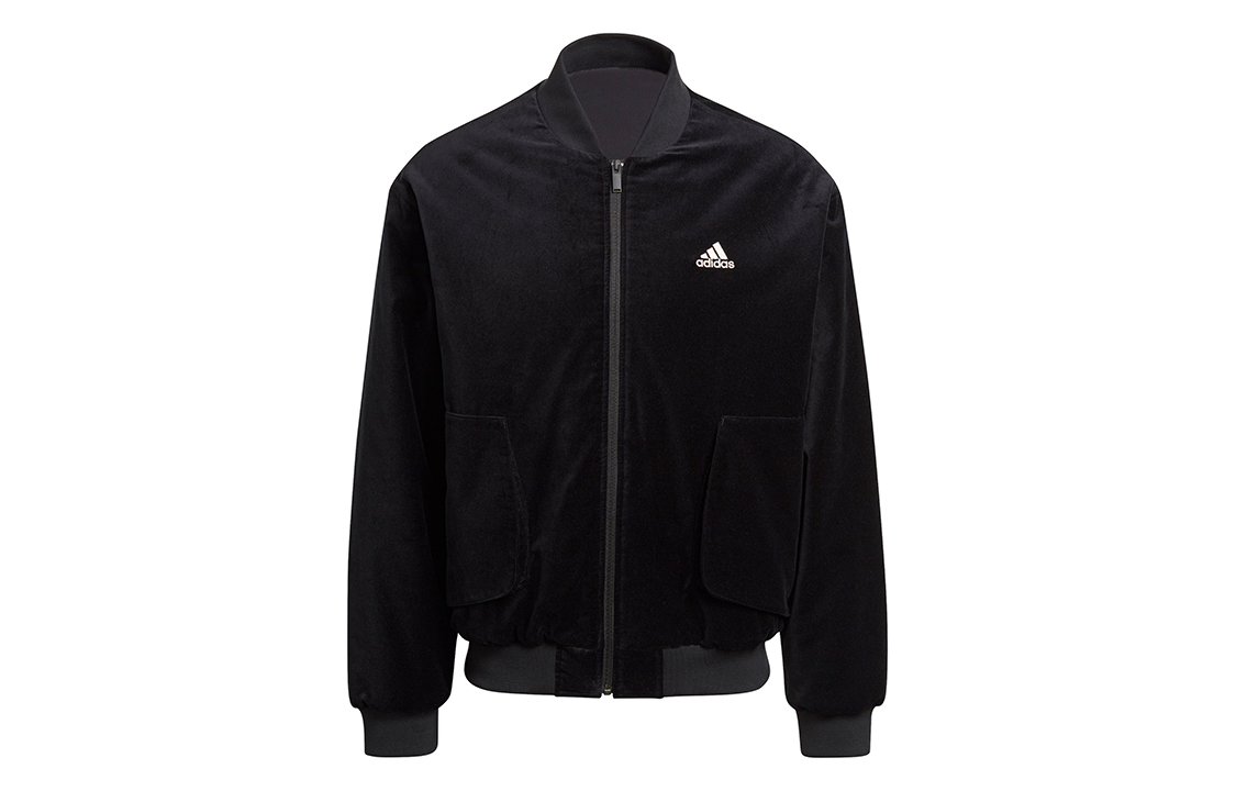 Adidas, velvet swan, sports long-sleeve, black jacket, men's style