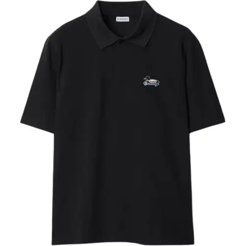 Burberry logo-patch cotton polo shirt