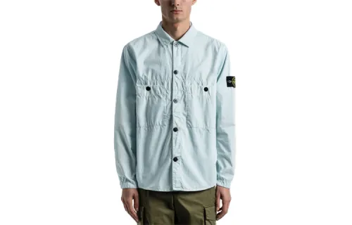 STONE ISLAND Jackets Men's Light Blue Lapel Moderate Other