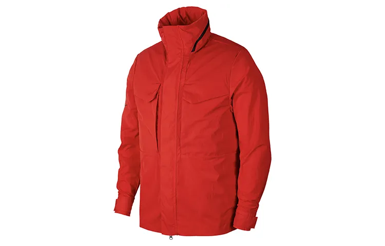Nike SPORTSWEAR TECH PACK Jackets Men's University Red Stand Collar Moderate Workwear