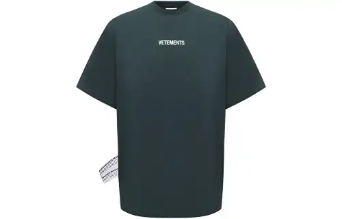 Vetements T Shirts Men's Green Crew Neck Moderate Straight Fit