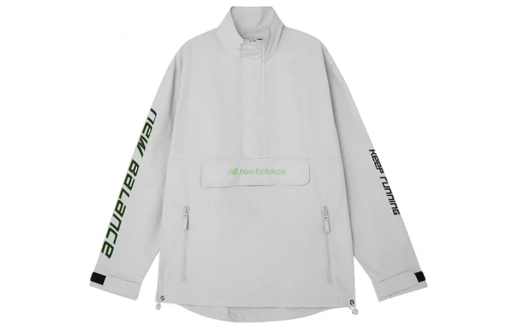 New Balance Jackets Men's Gray Stand Collar Moderate