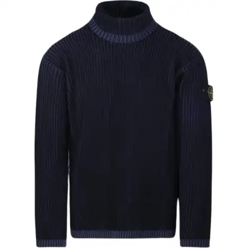 STONE ISLAND Logo Patch Roll Neck Ribbed Jumper