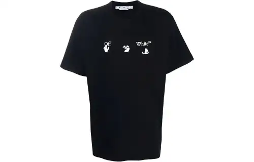 OFF WHITE T Shirts Men's Black Crew Neck Moderate Straight Fit