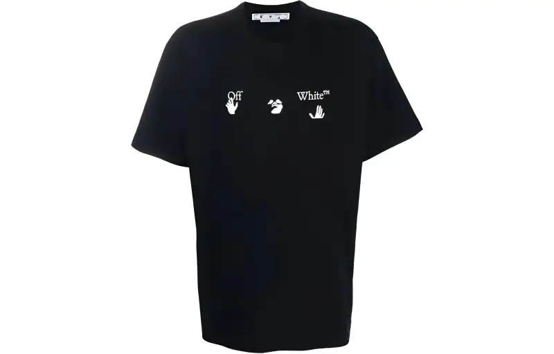 OFF WHITE T Shirts Men's Black Crew Neck Moderate Straight Fit