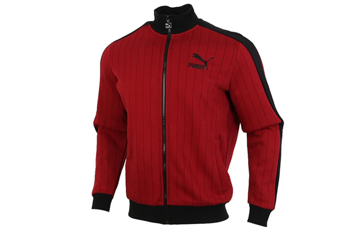 PUMA Jackets Men's Dark Red Stand Collar Moderate Straight Fit