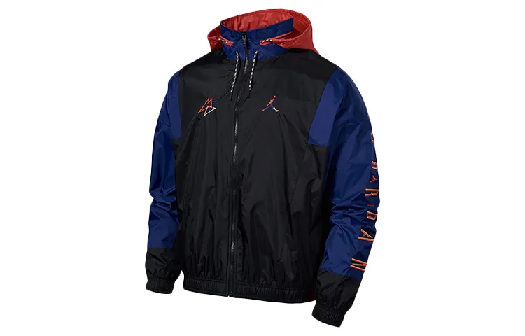 Jordan Jackets Men's Blue & Black & Red Multicolor Hooded Moderate Other