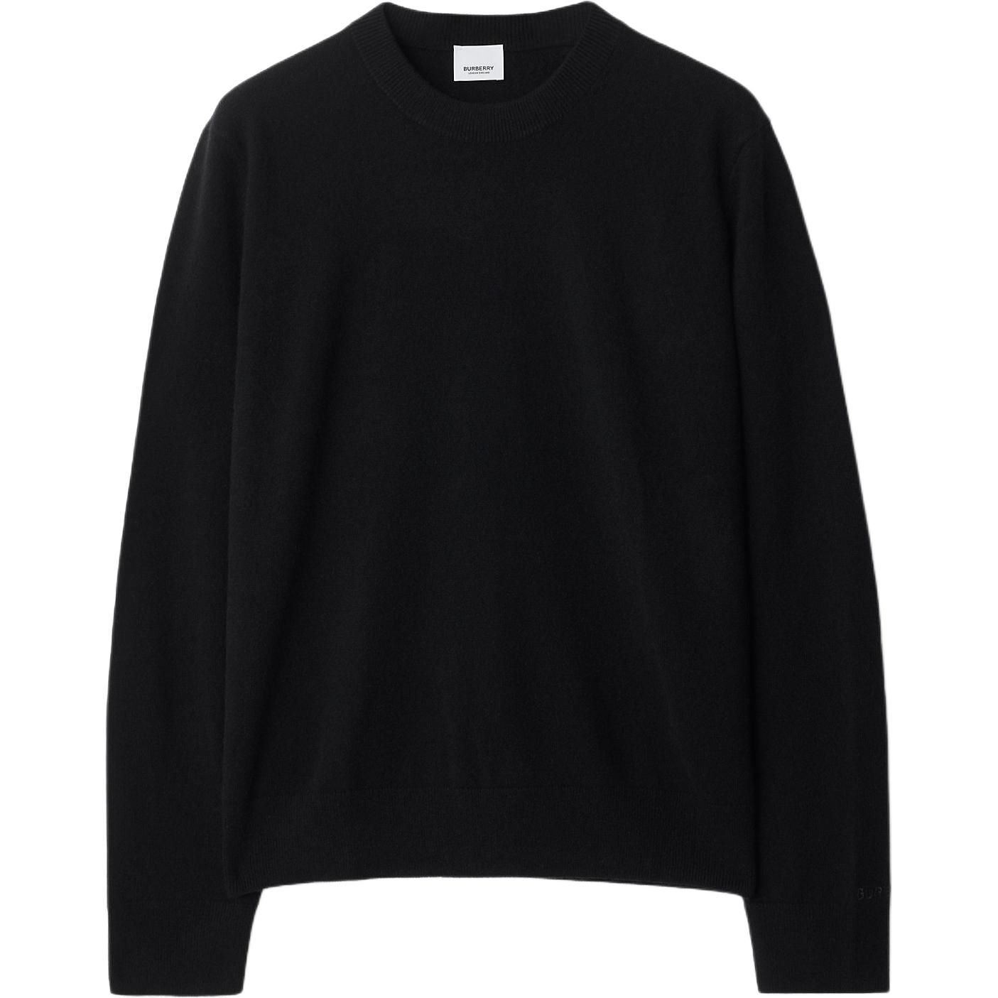 Burberry Burberry ribbed knitted cashmere sweater with embroidered cuffs for men, black