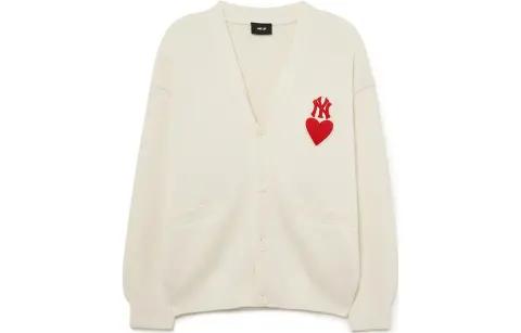 MLB New York Yankees Knitwear Unisex Dark Cream V-neck Moderate Cardigan