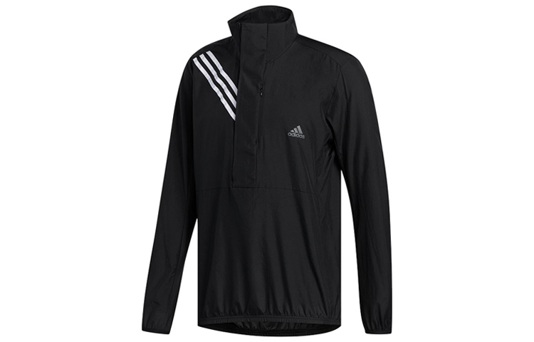 Мужская куртка adidas с полосками на воротнике (черная) — фото 1