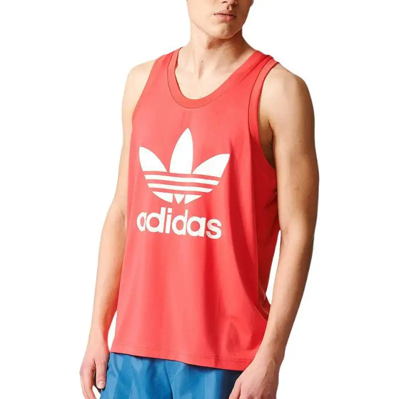 Adidas Originals Tank Tops Men's Red Crew Neck Moderate Straight Fit