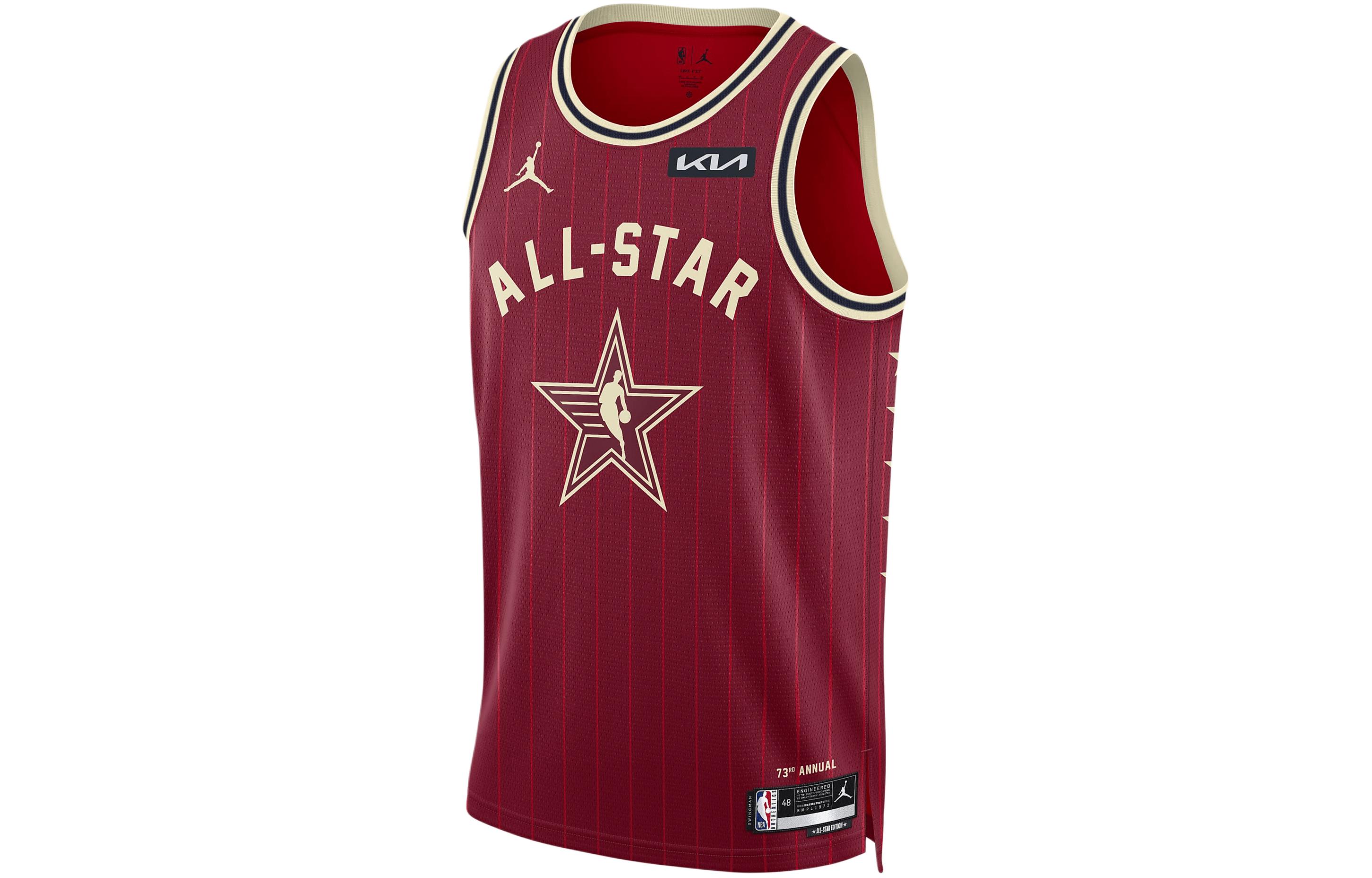 Jordan SS24 NBA All-Star Series Los Angeles Lakers SW Fan Edition 23-24 Season LeBron James No. 23 Retro vertical striped knitted net basketball sleeveless vest men's style crimson