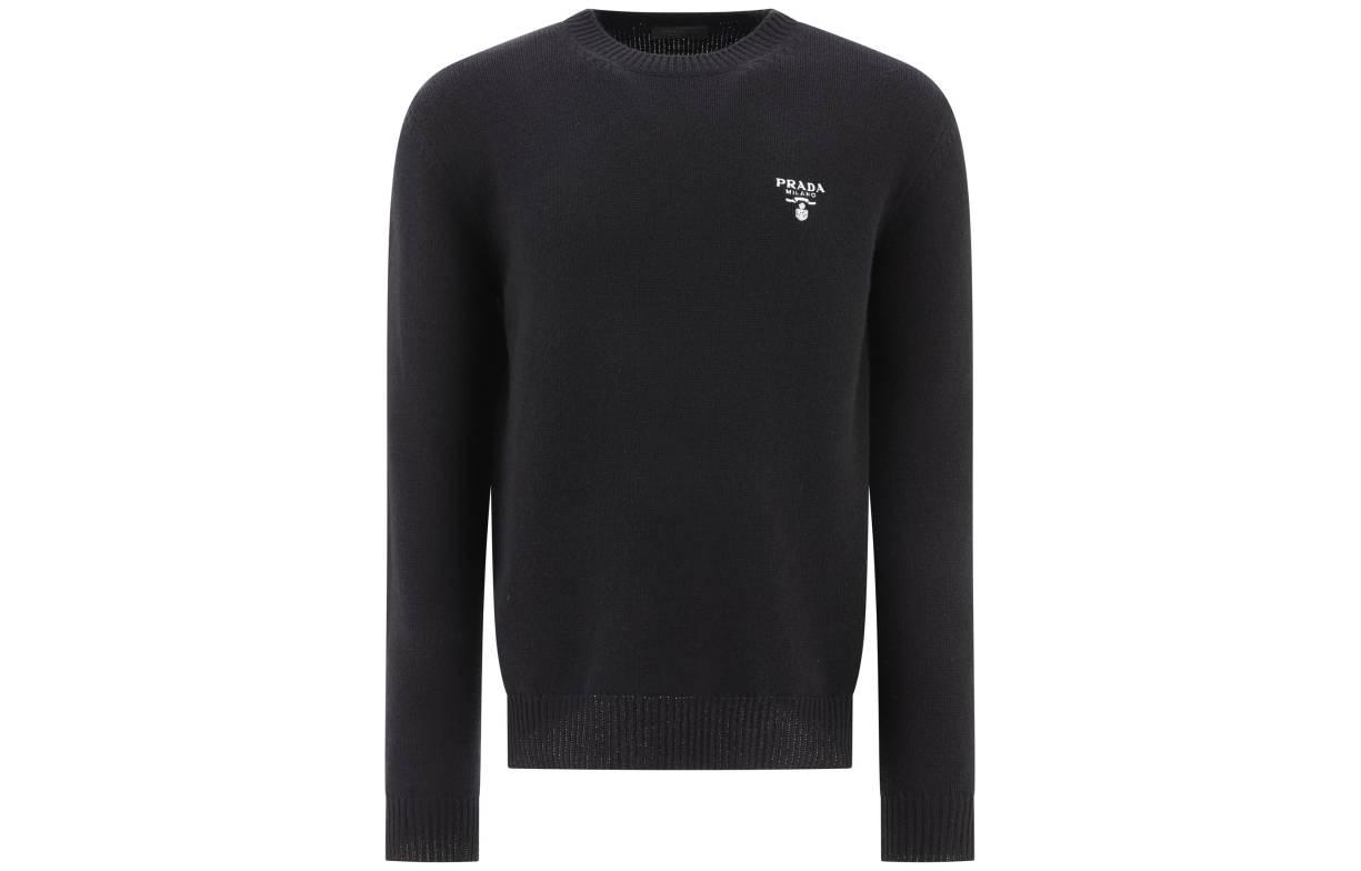 PRADA Logo Embroidered Crewneck Knit Sweater