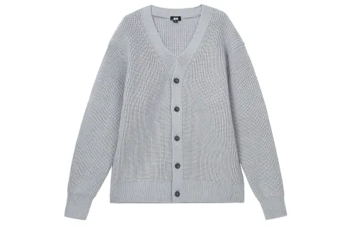 UNIQLO Knitwear Men's Gray V Neck Moderate Cardigan