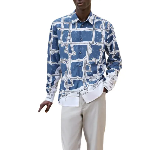 HERMES FW24 Shirt Men's Turquoise Blue