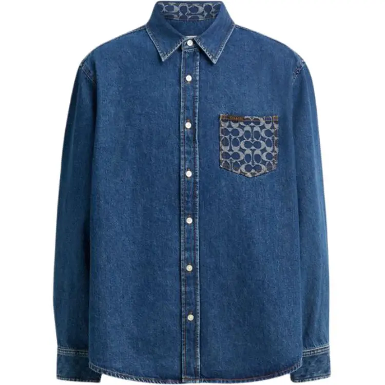 COACH Shirts Men's Blue Lapel Moderate Other