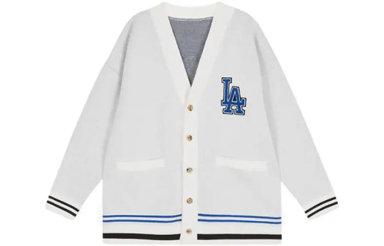MLB X Disney Knitwear Unisex White V-neck Moderate Straight Fit