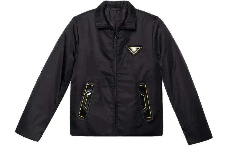 PRADA Jackets Men's Black Stand Collar Moderate Other