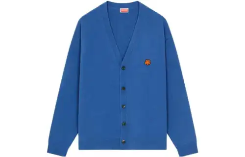 KENZO Sweaters Men's Blue V Neck Moderate Cardigan