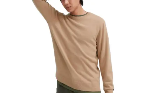 UNIQLO Knitwear Men's 32 Dark Beige Crew Neck Moderate Other