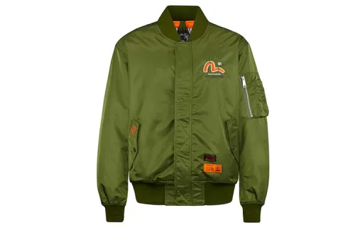 EVISU Jackets Men's Army Green Baseball Collar Moderate Other