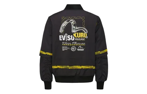 EVISU Jackets Men's Black Baseball Collar Moderate Other