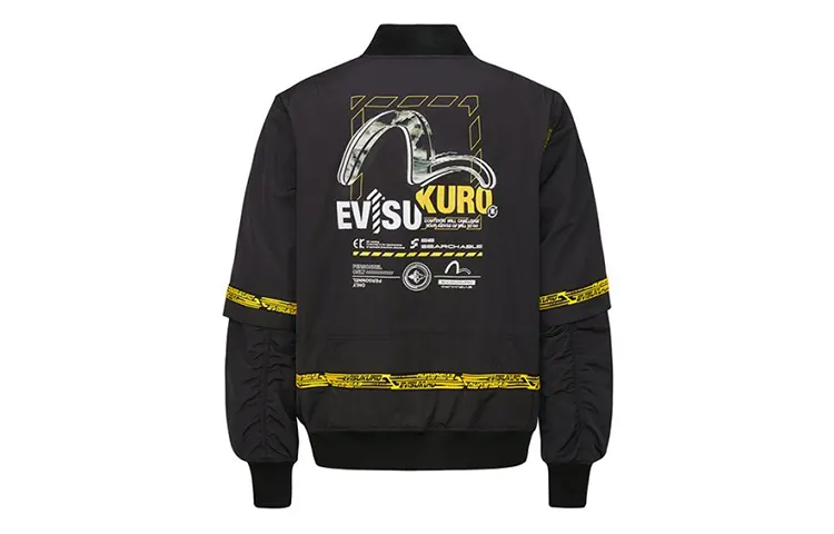 EVISU Jackets Men's Black Baseball Collar Moderate Other