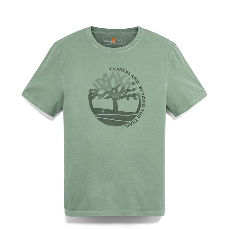 Timberland T-Shirts Men's Olive Crew Neck Moderate Straight Fit