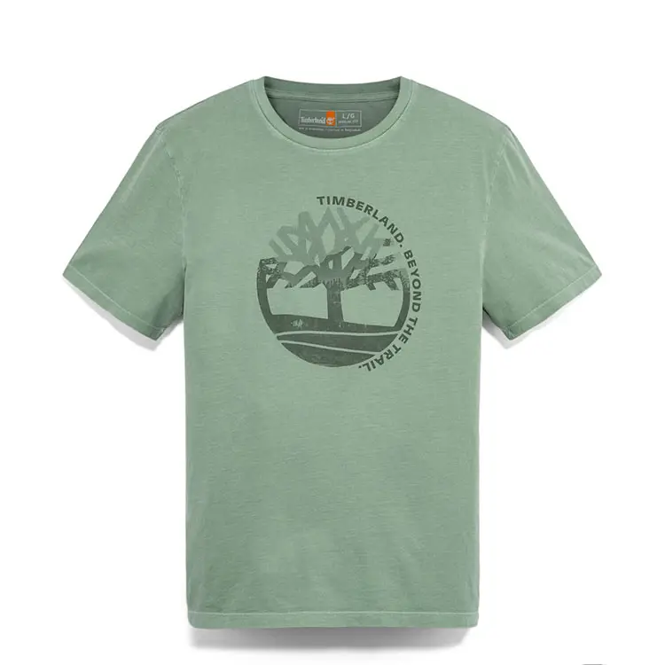 Timberland T Shirts Men's Olive Crew Neck Moderate Straight Fit