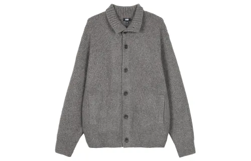 UNIQLO Knitwear Men's Umber Lapel Moderate Cardigan