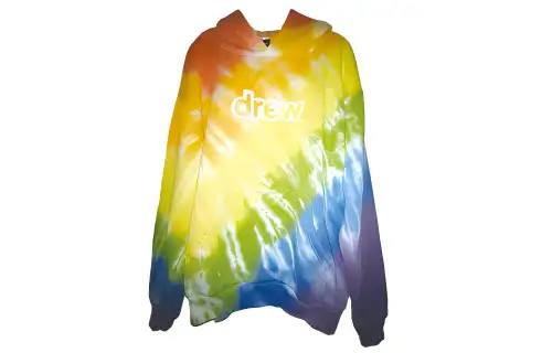 Drew House Letter Logo Series Skidoodle Tie Dye Rainbow Tie Dye Letter Logo Fleece Lined Sweatshirt Unisex Rainbow