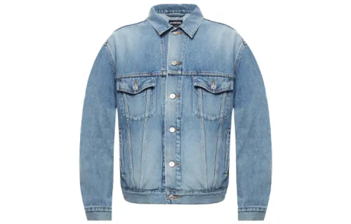 Balenciaga Jackets Men's Blue Lapel Moderate Other