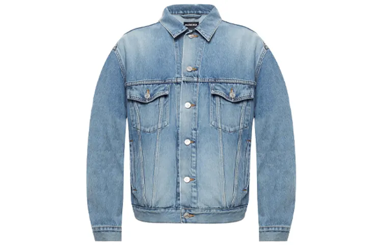 Balenciaga Jackets Men's Blue Lapel Moderate Other