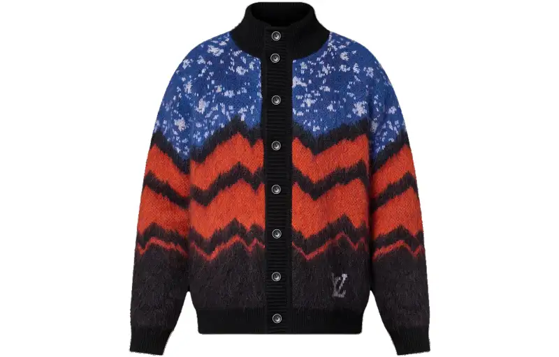 LOUIS VUITTON Pre Owned 2010s Logo Chunky Wool Cardigan